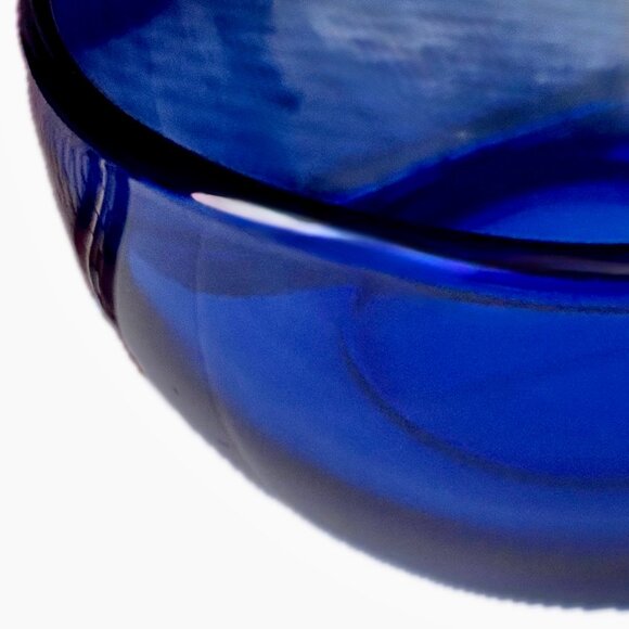Cobalt Blue Glass Bowl 6"w 2.5"d Mexico Decorative Serveware - Picture 3 of 6